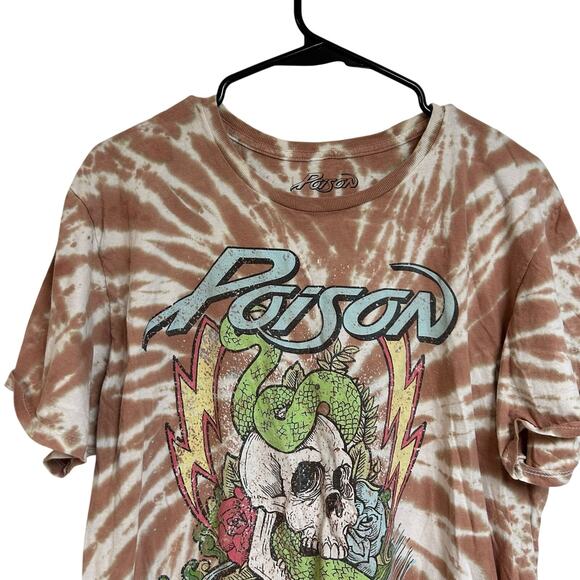 Poison T-Shirt Tie Dye 80's/90's Rock Band Music Merchandise Skull Rose Mens M - Picture 4 of 5